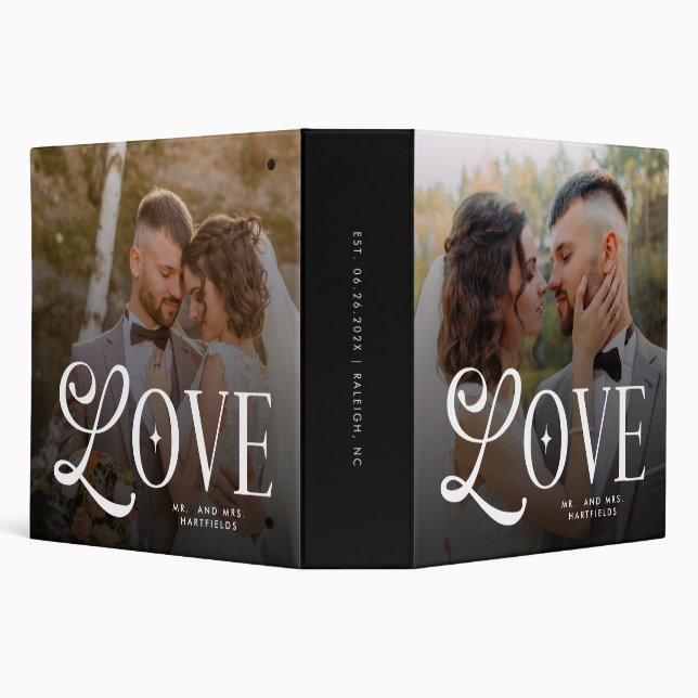 Modern Love Custom Wedding 2 Photos Couples 3 Ring Binder (Background)