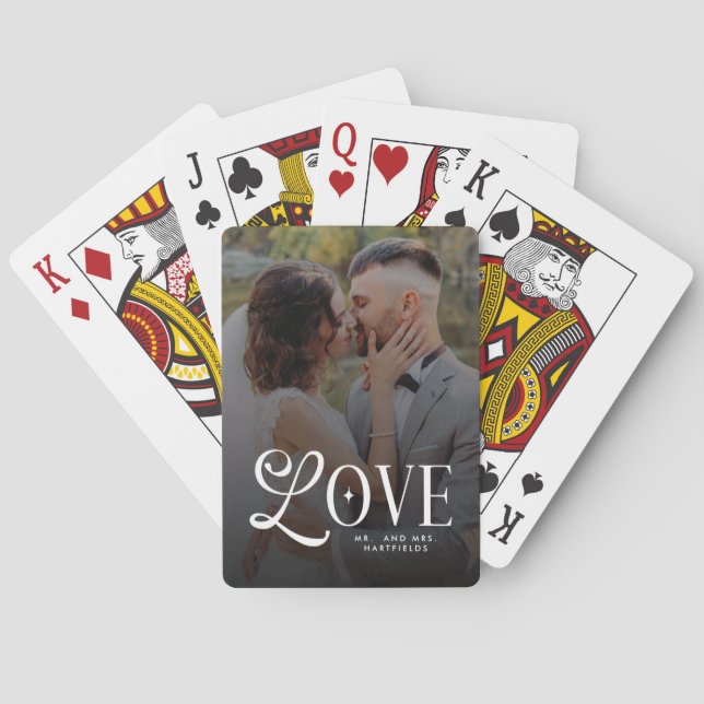 Modern Love Custom Wedding 2 Photos Couples  Poker Cards (Back)