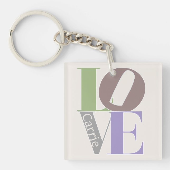 Modern Love Custom Wedding Favor Keychain (Front)
