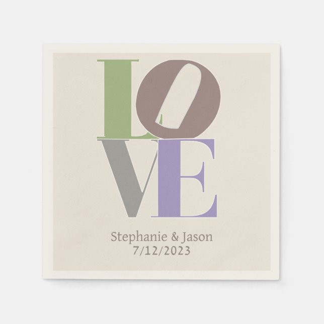 Modern Love Custom Wedding Napkins (Front)