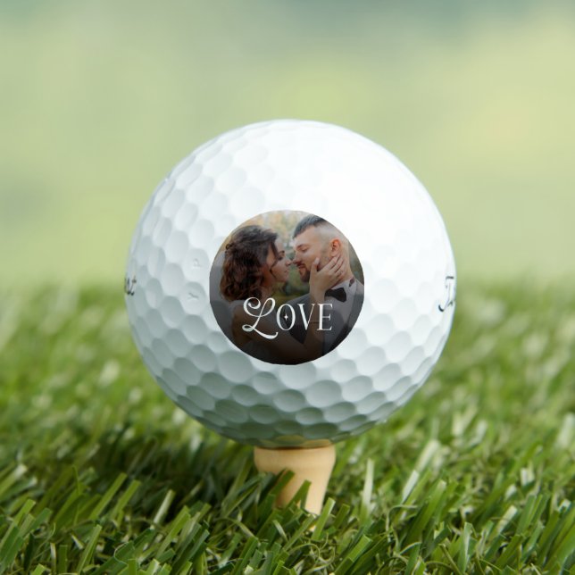 Modern Love Custom Wedding Photo Couples Gifts Golf Balls (Insitu Tee)
