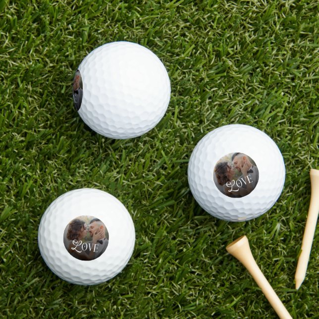 Modern Love Custom Wedding Photo Couples Gifts Golf Balls (Insitu Grass)
