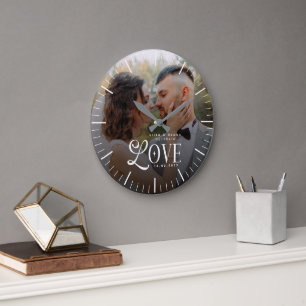 Modern Love Custom Wedding Photo Couples Keepsake Large Clock