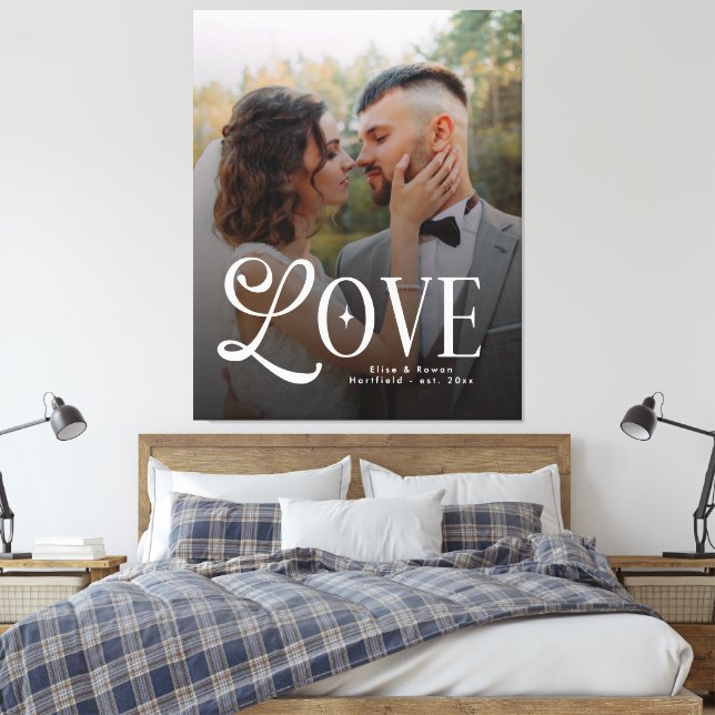 Modern Love Custom Wedding Photo Couples Monogram Canvas Print (Insitu(Bedroom))