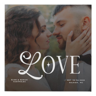 Modern Love Custom Wedding Photo Couples Monogram Faux Canvas Print