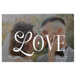Modern Love Custom Wedding Photo Couples Monogram Metal Print