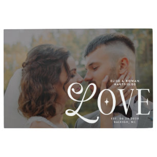 Modern Love Custom Wedding Photo Couples Monogram Metal Print