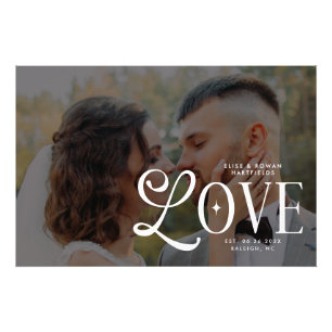Modern Love Custom Wedding Photo Couples Monogram Print