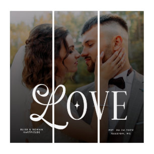 Modern Love Custom Wedding Photo Couples Monogram Triptych