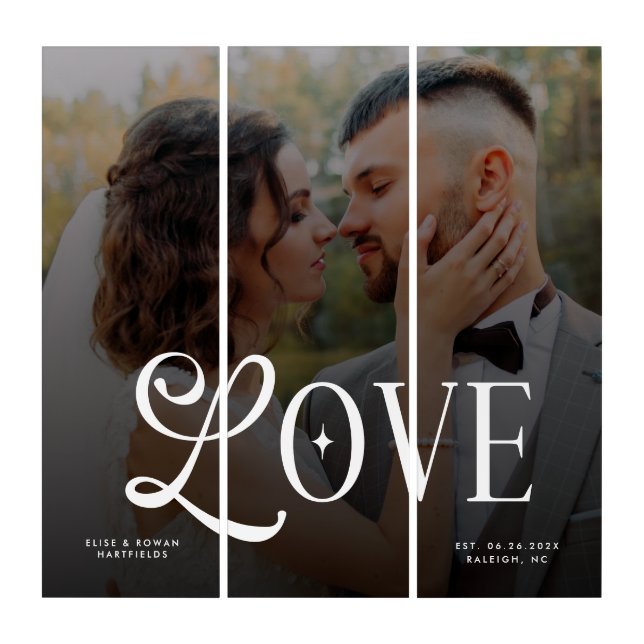 Modern Love Custom Wedding Photo Couples Monogram Triptych (Front)