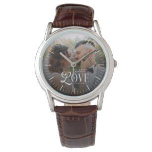 Modern Love Custom Wedding Photo Couples Monogram Watch