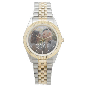 Modern Love Custom Wedding Photo Couples Monogram Watch