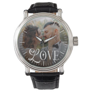 Modern Love Custom Wedding Photo Couples Monogram Watch