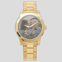 Modern Love Custom Wedding Photo Couples Monogram Watch