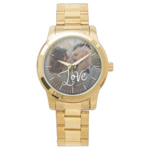 Modern Love Custom Wedding Photo Couples Monogram Watch
