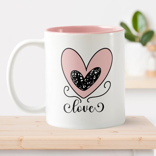 Modern Love Cute Hearts Happy Valentines Day Gift Two-Tone Coffee Mug (Creator Uploaded)