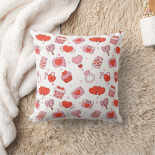 Modern Love Design Happy Valentine’s Day Red Heart Throw Pillow