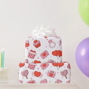 Modern Love Design Happy Valentine’s Day Red Heart Wrapping Paper