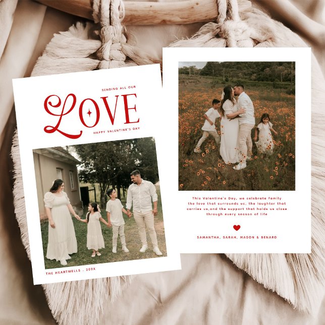 Modern Love Family Photo Happy Valentines Day  Holiday Card (Creator Uploaded)