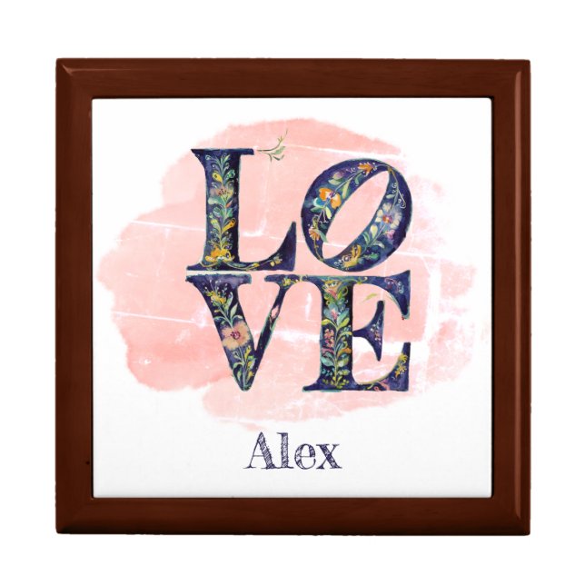 Modern LOVE Floral Letter – Personalized Gift Box (Front)