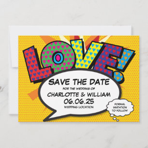 Modern Love Fun Comic Book Wedding Save The Date