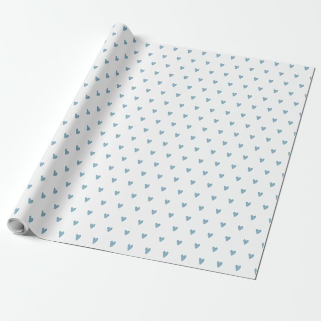 Modern Love Heart Baby Blue Watercolor Wrapping Paper (Unrolled)
