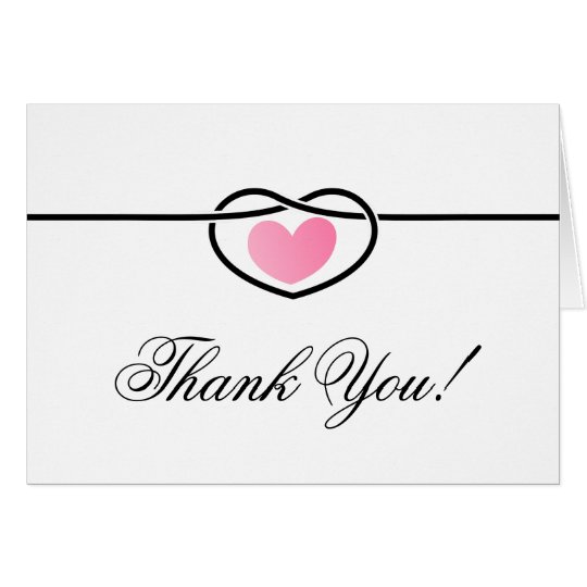 modern love heart knot wedding thank you note card
