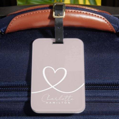 Modern Love Heart Personalized Blush Pink White Luggage Tag
