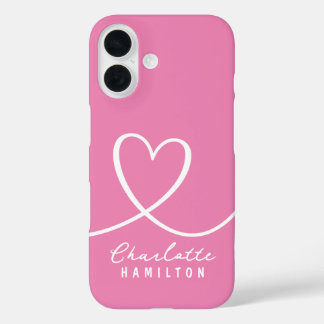 Modern Love Heart Personalized Name iPhone 16 Case