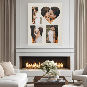 Modern LOVE Heart Photo Instagram Valentine's Day Faux Canvas Print