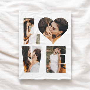 Modern LOVE Heart Photo Instagram Valentine's Day Fleece Blanket