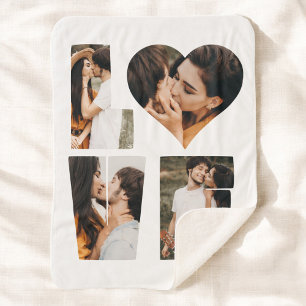 Modern LOVE Heart Photo Instagram Valentine's Day Sherpa Blanket