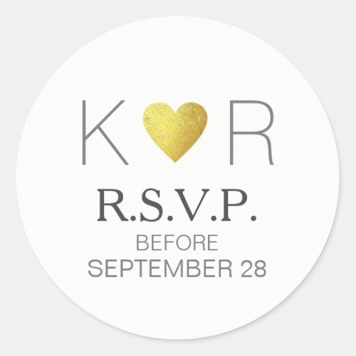 modern love heart RSVP wedding elegant reply  Classic Round Sticker
