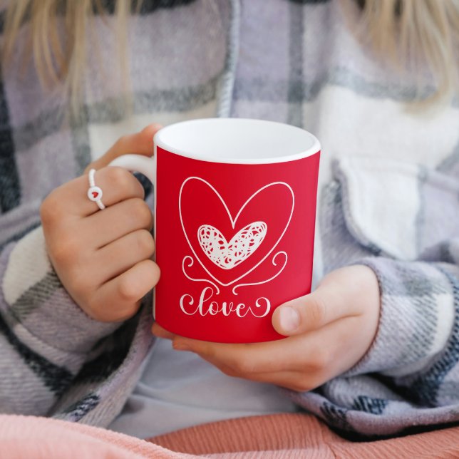 Modern Love Hearts Cute Happy Valentines Day Gift Coffee Mug (Creator Uploaded)