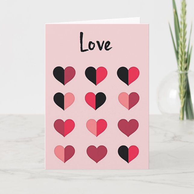 Modern Love Hearts Greeting Card (Front)