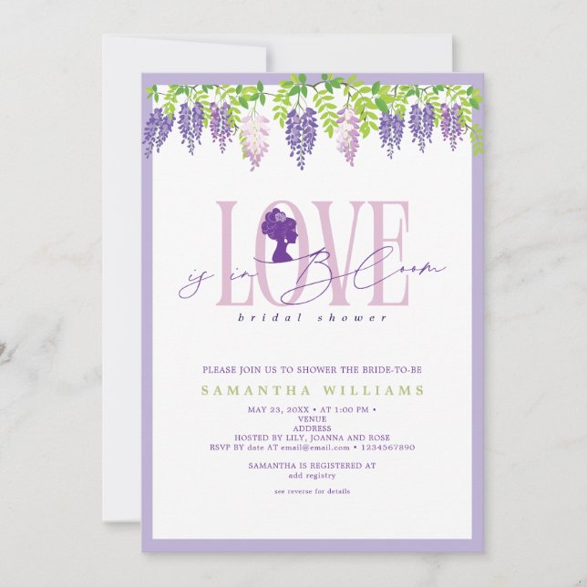 Modern Love In Bloom Wisteria Garden Bridal Shower Invitation (Front)