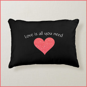Modern Love is All You Need Heart Accent Pillow