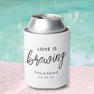 Modern Love is Brewing Bridal Shower Wedding Favor Can Cooler