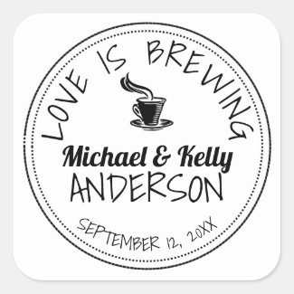 Modern Love is Brewing Coffee Tea Wedding Square Sticker