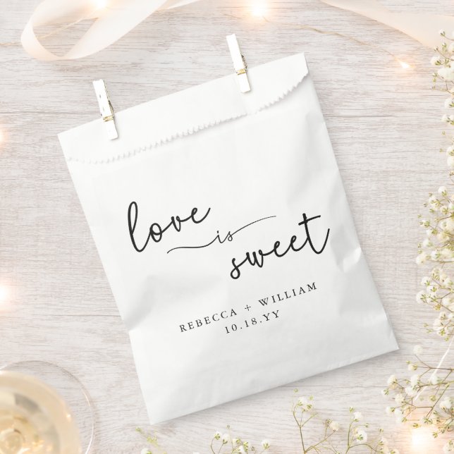 Modern Love is Sweet Handwritten Script Favor Bag (Clipped)