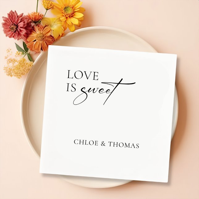 Modern "Love is Sweet" Napkins for Wedding Bar (Creator Uploaded)