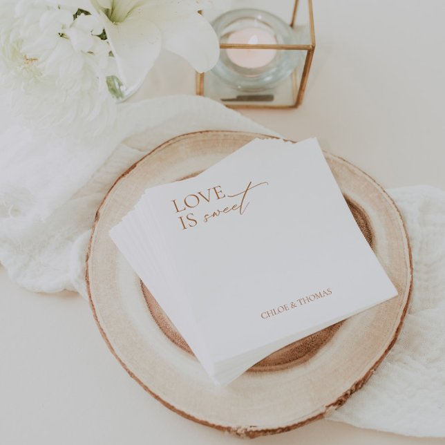 Modern "Love is Sweet" Napkins for Wedding Bar (Creator Uploaded)