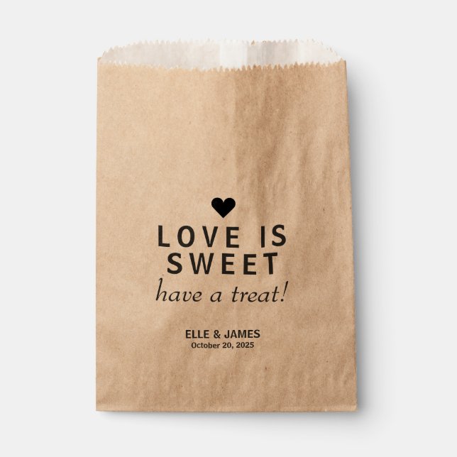Modern Love is Sweet Personalized Wedding Favor Bag (Front)