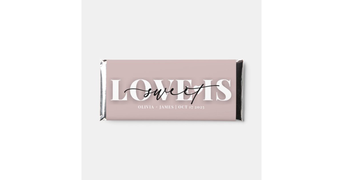 Modern Love is Sweet Script Heart | Pink Wedding Hershey Bar Favors ...