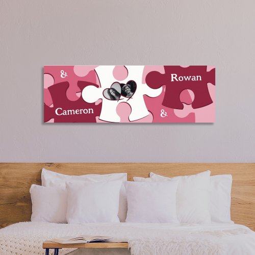 Modern LOVE Jigsaw Pieces Custom Names Images Poster