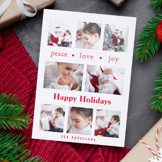 Modern Love Joy Peace Multi-Photo Letterpress Photo Cards