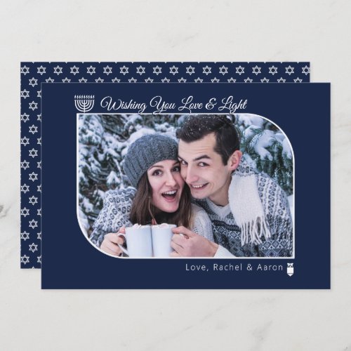 Modern Love  Light Hanukkah Wishes Photo Holiday Card