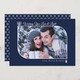 Modern Love & Light Hanukkah Wishes Photo Holiday Card