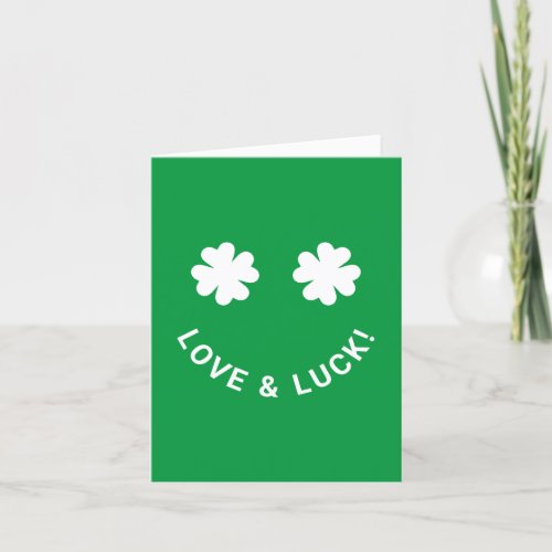 Modern Love  Luck 4 Leaf Clover Smiling Emoji Holiday Card