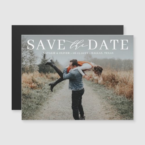 Modern Love Mix Typography Photo Save the Date II Magnetic Invitation